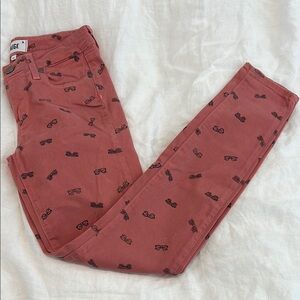 PAIGE Women's Skinny Jeans in Rust with Black Print